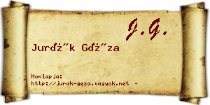 Jurák Géza névjegykártya