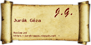 Jurák Géza névjegykártya